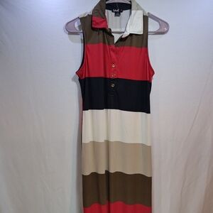 Love Women's Colorblock Midi Dress - Red, Black, Brown, Cream
